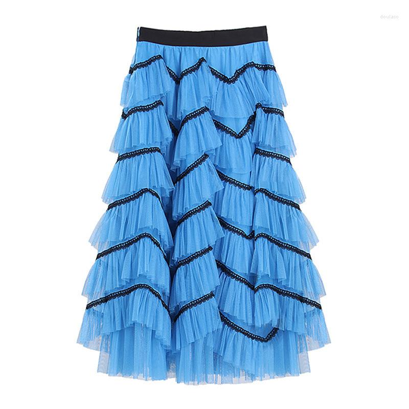 Skirts Vintage Puffy Skirt Women Summer Lace Design Multi-level Patchwork Mesh Long High Waisted Blue
Skirts Vintage Puffy Skirt Women Summer Lace Design Multi-level Patchwork Mesh Long High Waisted Blue