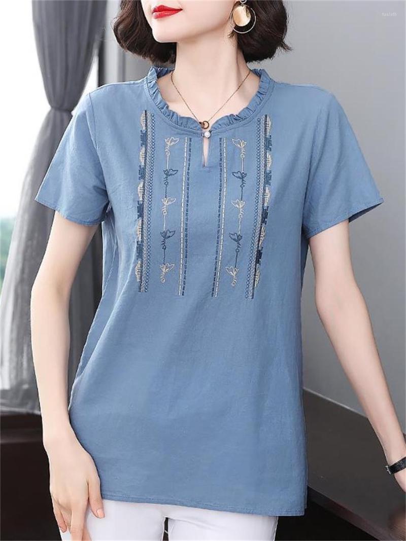 Women's Blouses 5XL Women Spring Summer Shirts Lady Fashion Casual Short Sleeve V-Neck Sexy Embroidery Blusas Tops2083, Blue
Women's Blouses 5XL Women Spring Summer Shirts Lady Fashion Casual Short Sleeve V-Neck Sexy Embroidery Blusas Tops2083, Blue