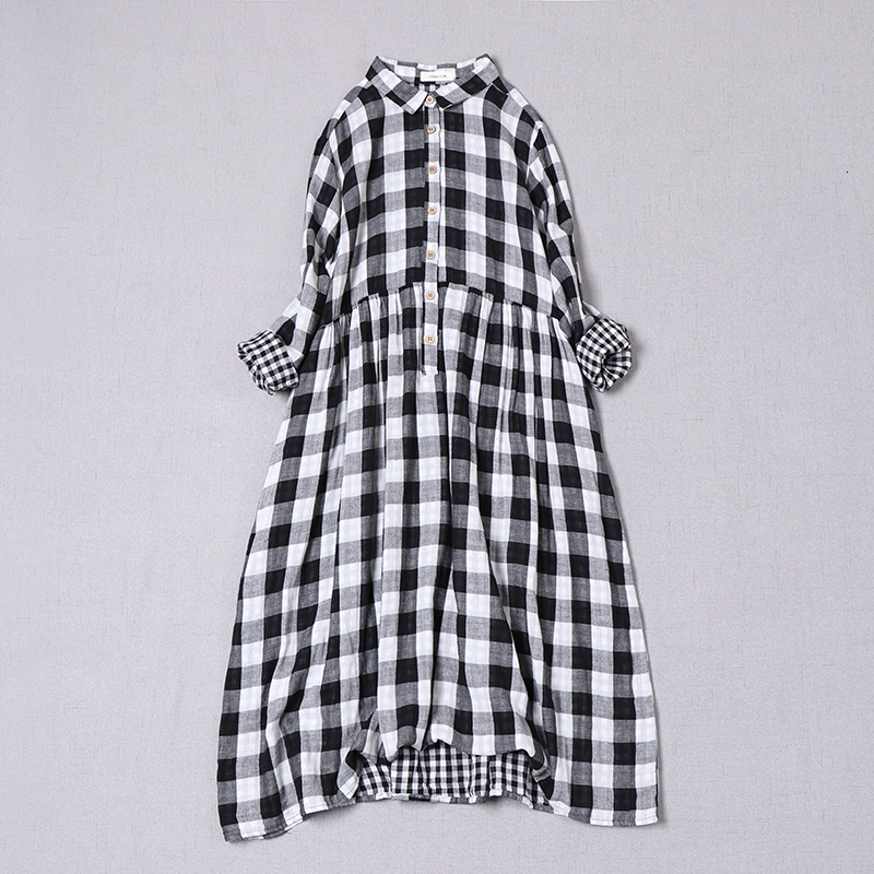 Casual Dresses Japanese Literary Women Black And White Large Plaid Dress Spring Cotton Dress Long-sleeved Dress Midi Dress 230509
Casual Dresses Japanese Literary Women Black And White Large Plaid Dress Spring Cotton Dress Long-sleeved Dress Midi Dress 230509
