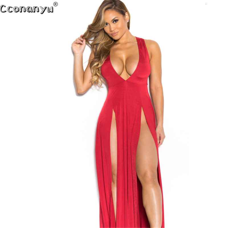 Party Dresses Summer Women Ladies Sexy Deep VNeck Split Sleeveles Asymmetrical FloorLength Bandage Dress 230508