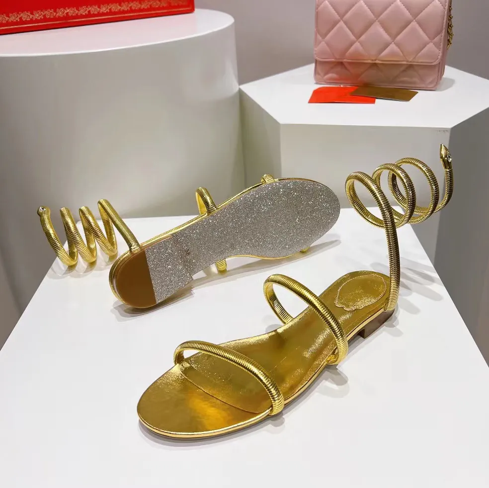 Gold Sandals Fashion Flat Heel Luxury Designer Shoes Snake Wrapped Rene Caovilla Womens Sexy Strap Combination 1.5CM Genuine Leather Sole Sandal, Black
Gold Sandals Fashion Flat Heel Luxury Designer Shoes Snake Wrapped Rene Caovilla Womens Sexy Strap Combination 1.5CM Genuine Leather Sole Sandal, Black