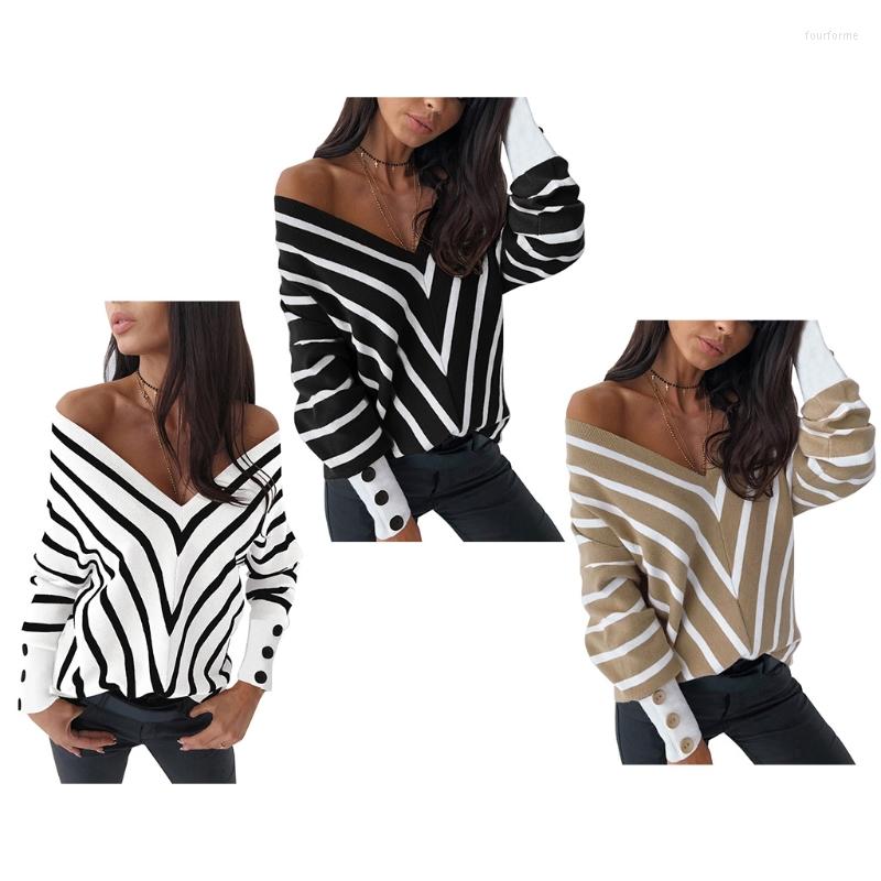 Women's Knits Women Autumn Long Sleeve V-Neck Sweater Sexy Off The Shoulder Knitted Pullover Tops Color Block Striped Loose Jumper N7YE, Black
Women's Knits Women Autumn Long Sleeve V-Neck Sweater Sexy Off The Shoulder Knitted Pullover Tops Color Block Striped Loose Jumper N7YE, Black