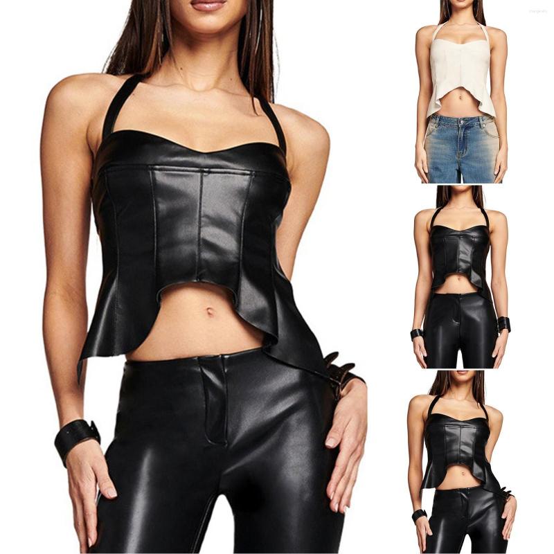 Women's Tanks Women's Fashion Hanging Neck Sexy Backless Slim Irregular PU Small Vest Crop Shorts Women Top V, Black
Women's Tanks Women's Fashion Hanging Neck Sexy Backless Slim Irregular PU Small Vest Crop Shorts Women Top V, Black