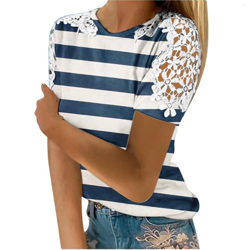 Women' T Shirts Lace Crochet Short Sleeve T-shirt Women Stripe Print Pullover Casual Blouses Tops Tee Streetwear Ropa Mujer, Blue
Women' T Shirts Lace Crochet Short Sleeve T-shirt Women Stripe Print Pullover Casual Blouses Tops Tee Streetwear Ropa Mujer, Blue