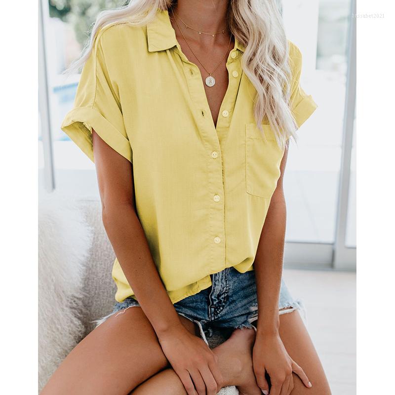 Women' Blouses Women Casual Solid Tops Short Sleeve Button Shirts LadyTurn Down Collar Loose With Pocket Single-Breasted Summer Fashion, Green
Women' Blouses Women Casual Solid Tops Short Sleeve Button Shirts LadyTurn Down Collar Loose With Pocket Single-Breasted Summer Fashion, Green