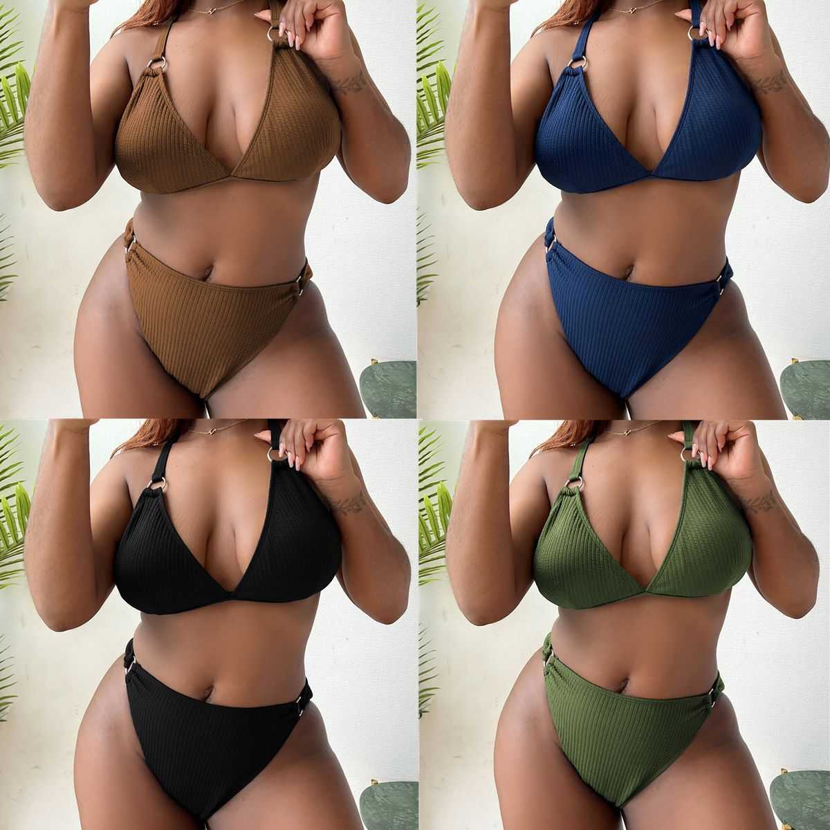 Women's Plus Size Swimwear 0XL Ribbed Bikini Large Size Swimwear Plus Size Women Swimsuit Female Twopiece Bikini set Bather Bathing Suit Swim Z0508
Women's Plus Size Swimwear 0XL Ribbed Bikini Large Size Swimwear Plus Size Women Swimsuit Female Twopiece Bikini set Bather Bathing Suit Swim Z0508