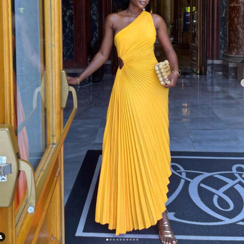 Casual Dresses Elegant One Shoulder Pleated Dress Women Simple Sleeveless High Waist Long Formal For Party Summer Sundress, Pp1
Casual Dresses Elegant One Shoulder Pleated Dress Women Simple Sleeveless High Waist Long Formal For Party Summer Sundress, Pp1