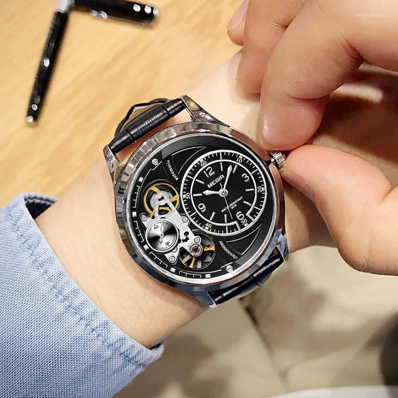 Wristwatches MEGIR Stainless Steel Strap Men Watches Leather Waterproof Sports Quartz Chronograph Man Clock, Black
Wristwatches MEGIR Stainless Steel Strap Men Watches Leather Waterproof Sports Quartz Chronograph Man Clock, Black