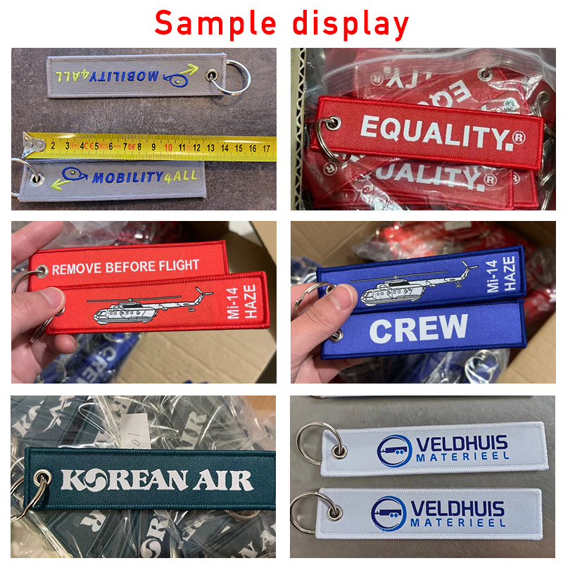 Keychains Lanyards Voikukka Jewelry Custom Embroidered Keychain Both Sides Pattern Key Chain Wholesale 230508