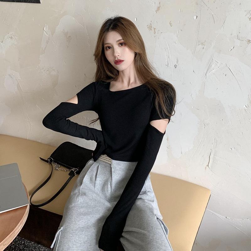 Women's T Shirts Solid Color Slim-fit Thin Long-sleeved T-shirt Female Broken Round Neck Leggings Design Sense Top Women's Clothing, White
Women's T Shirts Solid Color Slim-fit Thin Long-sleeved T-shirt Female Broken Round Neck Leggings Design Sense Top Women's Clothing, White