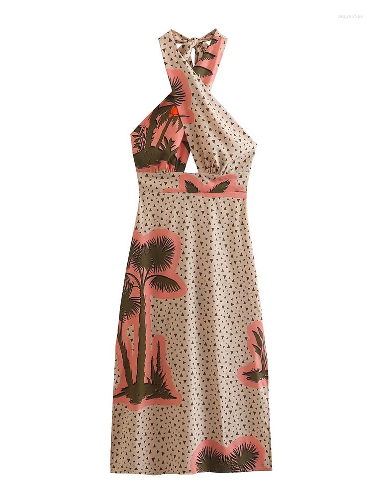 Casual Dresses YENKYE Women Vintage Leaves Print Sexy Backless Halter Dress Sleeveless Female Holiday Summer, As picture
Casual Dresses YENKYE Women Vintage Leaves Print Sexy Backless Halter Dress Sleeveless Female Holiday Summer, As picture