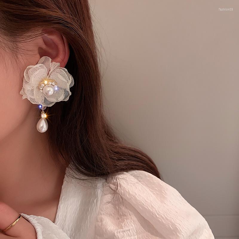 Dangle Earrings Elegant Lace Cloth Flower Pearl Drop For Women Fashion Jewelry Pendientes Mujer
Dangle Earrings Elegant Lace Cloth Flower Pearl Drop For Women Fashion Jewelry Pendientes Mujer