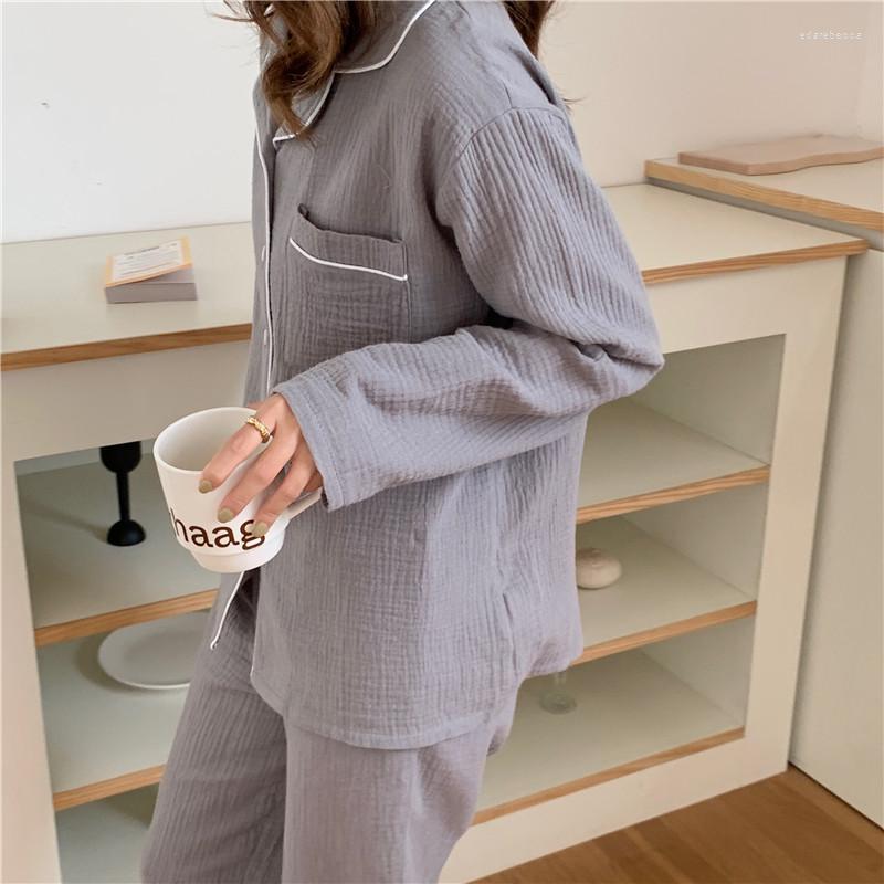 Women's Sleepwear Spring Pajama Set Women Pure Cotton Crepe Long Sleeve Pajamas Suit Double Layer Gauze Trousers Home Service Dark Gray D033
Women's Sleepwear Spring Pajama Set Women Pure Cotton Crepe Long Sleeve Pajamas Suit Double Layer Gauze Trousers Home Service Dark Gray D033