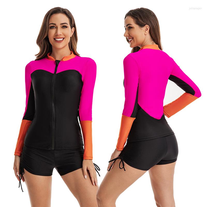 Women' Swimwear Sport Long Sleeve Rashguard Women 2 Pieces Swimsuits Surfing Suits Zipper Rash Guard Bathing Suit
Women' Swimwear Sport Long Sleeve Rashguard Women 2 Pieces Swimsuits Surfing Suits Zipper Rash Guard Bathing Suit