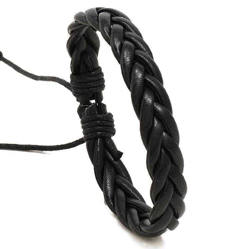 Ornament Simple Handmade Woven Black Bracelets Three Strand Braided Leather Bracelet Mens Jewelry Carrying Strap
Ornament Simple Handmade Woven Black Bracelets Three Strand Braided Leather Bracelet Mens Jewelry Carrying Strap