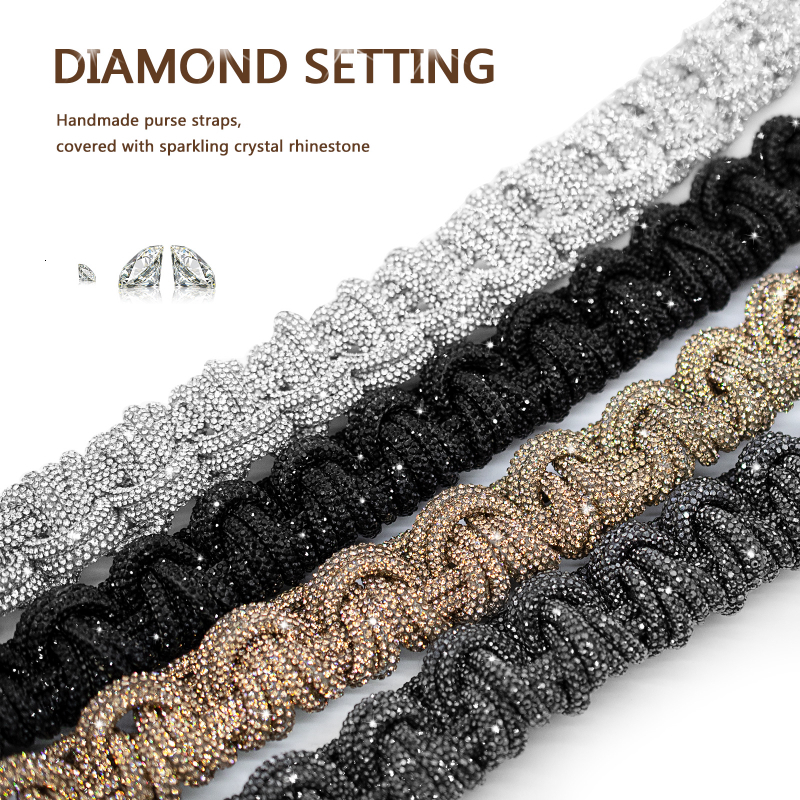 Bag Luggage Making Materials 23inch CRYSTAL STRAP Handmade Braided Woven Purse Handbag Crossbody 230508