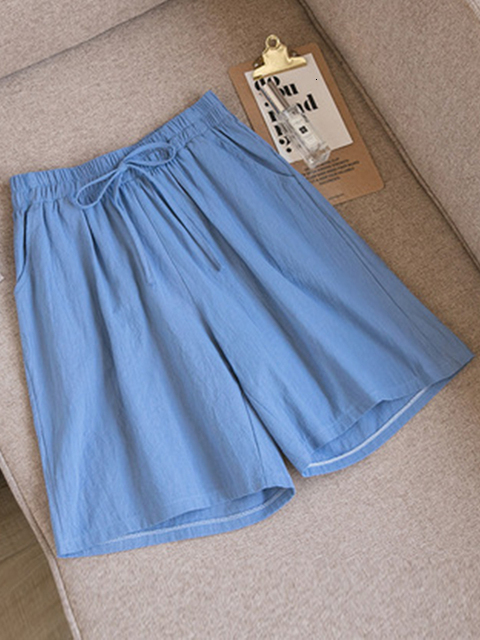Womens Shorts Summer Cotton Linen Womens Shorts Woman Basic Short Pants Mini Trousers Trafic Mid Waist Bottom for Teen Girls Plus Size 230509