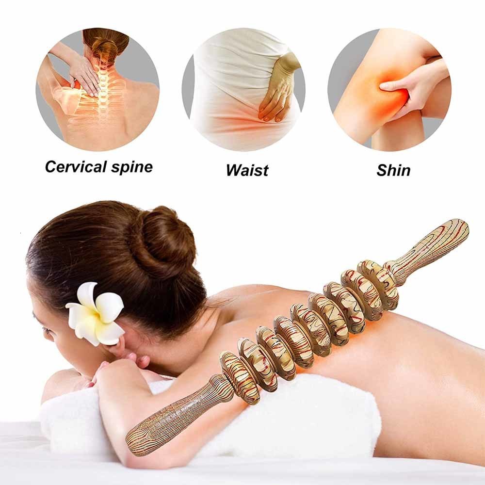 Massaging Neck Pillowws Wooden Therapy Massager Roller Trigger Point Stick for Fascia Cellulite Muscle Abdomen Body Belly Relief Tool 230508