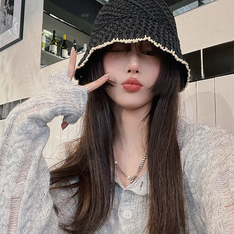 Wide Brim Hats Bucket Hats Summer Straw Hats for Women Foldable Outdoor Gorro Sunshade Hollowed Panama Hat Beach Caps Fashion Elegante Cap 230509