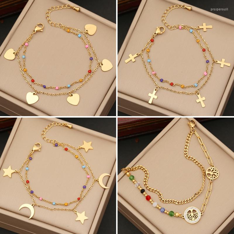 Link Bracelets Fashion Stainless Steel Tree Of Life Bracelet For Women Multi-layer Chain Cross Pendant Couple Jewelry Pulseras
Link Bracelets Fashion Stainless Steel Tree Of Life Bracelet For Women Multi-layer Chain Cross Pendant Couple Jewelry Pulseras