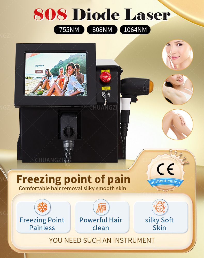 Professional painless and traceless laser portable 808 diode hair removal machine
Professional painless and traceless laser portable 808 diode hair removal machine