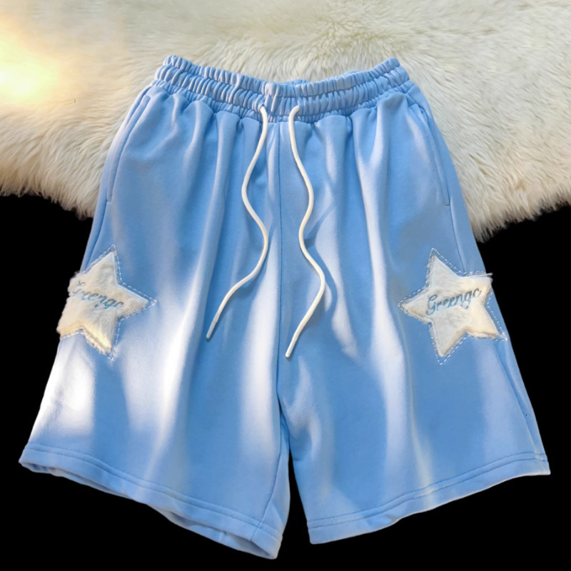 Womens Shorts Retro threedimensional furry star embroidery drawstring shorts women summer loose casual couple models ins fashion 230508