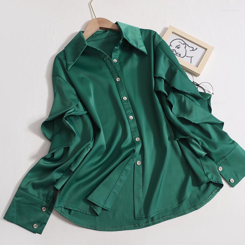Women's Blouses Vintage Women Shirts 2023 Spring Summer Satin Single Breasted Ruffed Sleeves Blouse Fashion Loose Turn-down Collar Slim Tops, White
Women's Blouses Vintage Women Shirts 2023 Spring Summer Satin Single Breasted Ruffed Sleeves Blouse Fashion Loose Turn-down Collar Slim Tops, White