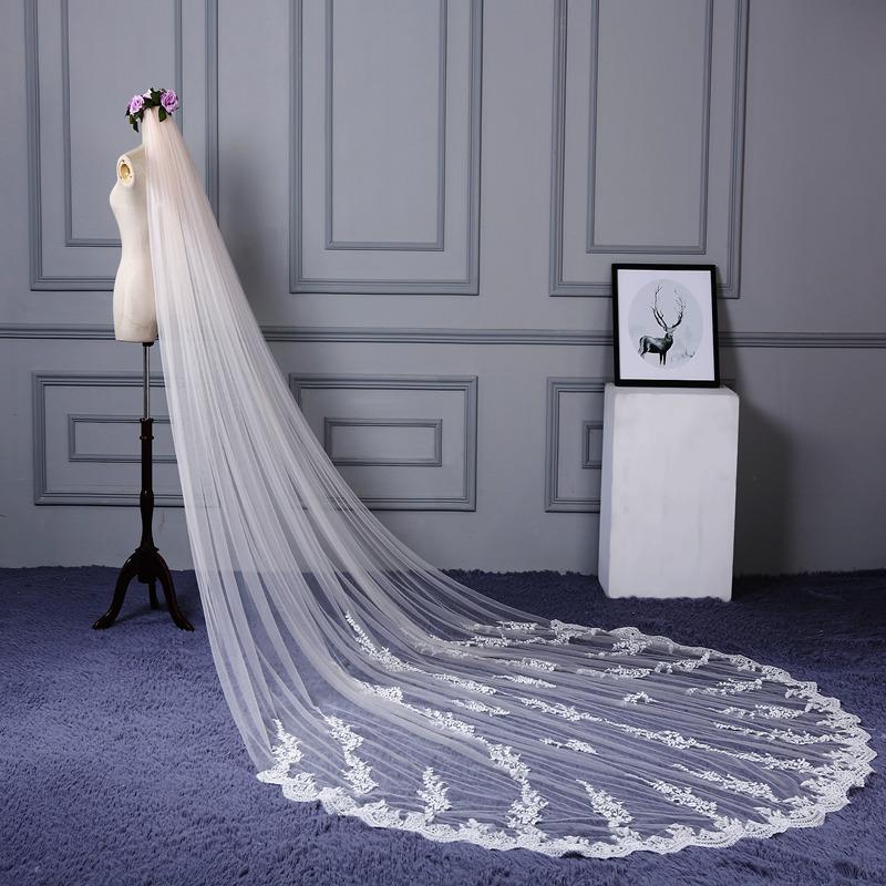 Bridal Veils Luxury 3 Meters Full Edge With Lace Applique 1 Layers Long Wedding Veil Comb Shallow Ivory Accessories
Bridal Veils Luxury 3 Meters Full Edge With Lace Applique 1 Layers Long Wedding Veil Comb Shallow Ivory Accessories
