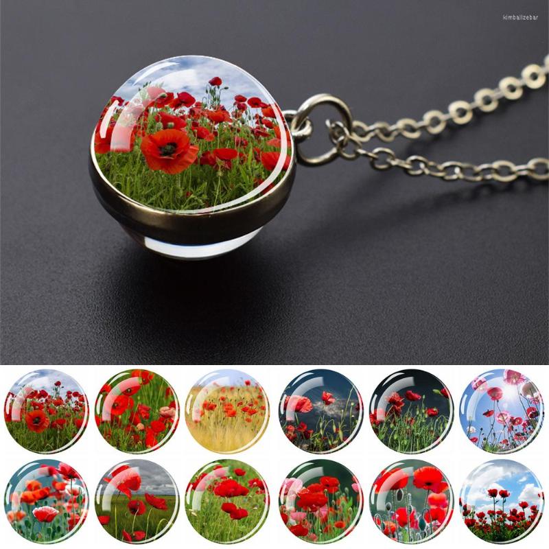 Pendant Necklaces Poppy Flower Crystal Glass Ball Double Sided Necklace For Women Chains Choker Fashion Jewelry Gifts
Pendant Necklaces Poppy Flower Crystal Glass Ball Double Sided Necklace For Women Chains Choker Fashion Jewelry Gifts