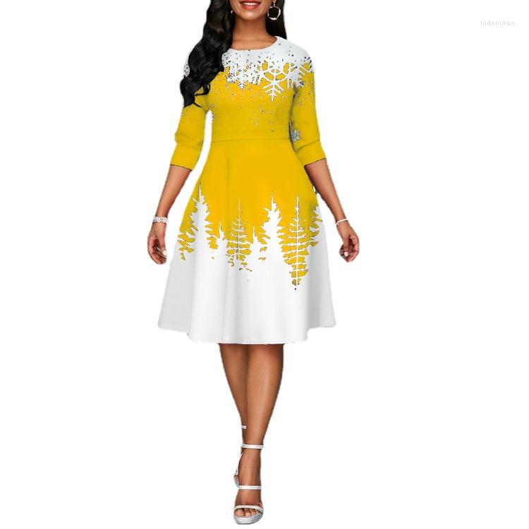 Casual Dresses Autumn Spring Women Three Quarter Sleeve O-neck Polyester Printing Knee-length A-line Dress S-5XL Christmas, Green
Casual Dresses Autumn Spring Women Three Quarter Sleeve O-neck Polyester Printing Knee-length A-line Dress S-5XL Christmas, Green