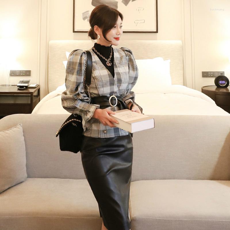 Work Dresses 2023 Ladies Classic Plaid Shirt And Bodycon PU Leater Skirt Women Modis 2 Pice Set Autumn Winter Office Two Piece, Black
Work Dresses 2023 Ladies Classic Plaid Shirt And Bodycon PU Leater Skirt Women Modis 2 Pice Set Autumn Winter Office Two Piece, Black