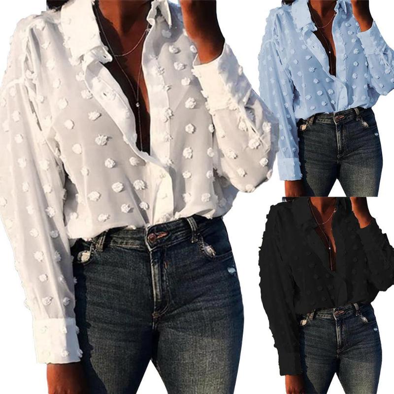 Women's Blouses & Shirts Polka Dot Woman Solid Color Turn Down Collar Long Sleeve Blouse Shirt Elegant Casual Female Tunic Top, Blue
Women's Blouses & Shirts Polka Dot Woman Solid Color Turn Down Collar Long Sleeve Blouse Shirt Elegant Casual Female Tunic Top, Blue