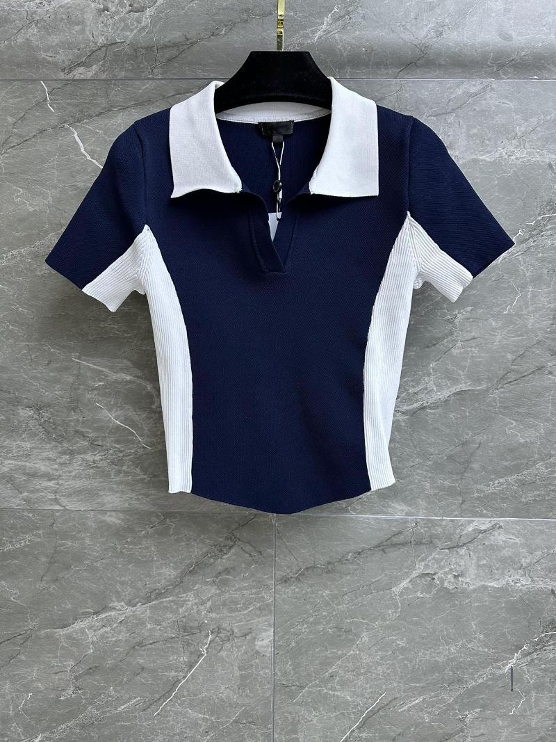 Women' T Shirts Blue Contrast Color Knitted Top Middle Series Lapel Neckline Design Classic And White Casual Sports Wind
Women' T Shirts Blue Contrast Color Knitted Top Middle Series Lapel Neckline Design Classic And White Casual Sports Wind