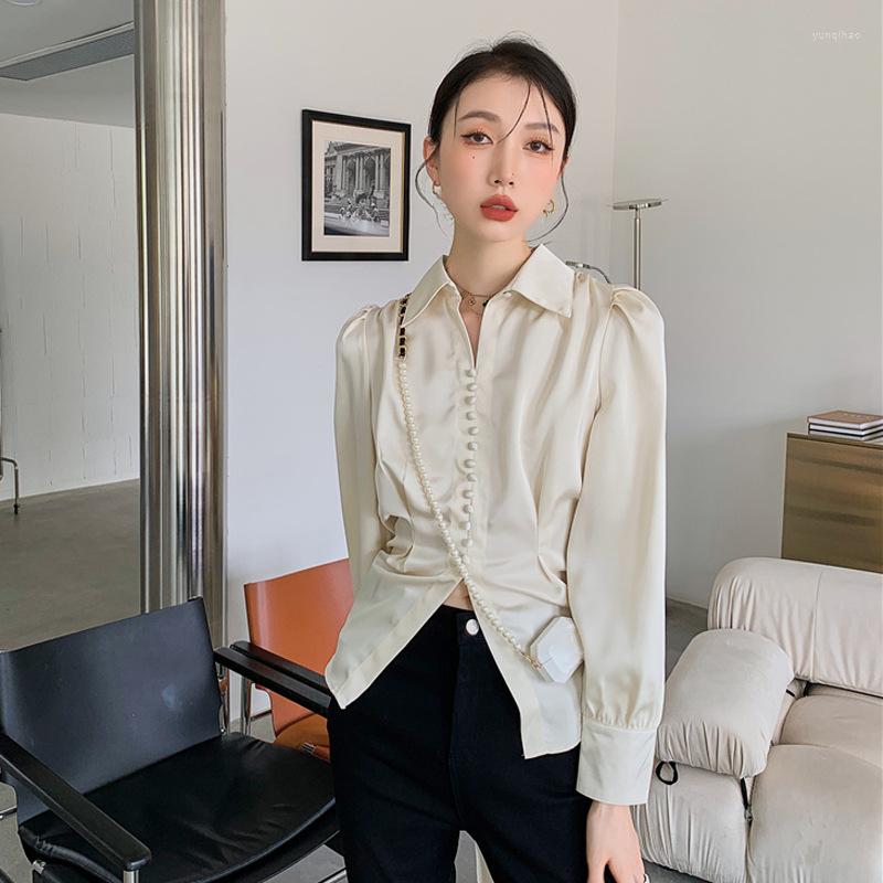 Women' Blouses Spring Satin Shirts Women' Stylish Blouse 2023 French Style Back Ties Slim Casual Blusas Female Chic Button Lapel Shirt
Women' Blouses Spring Satin Shirts Women' Stylish Blouse 2023 French Style Back Ties Slim Casual Blusas Female Chic Button Lapel Shirt