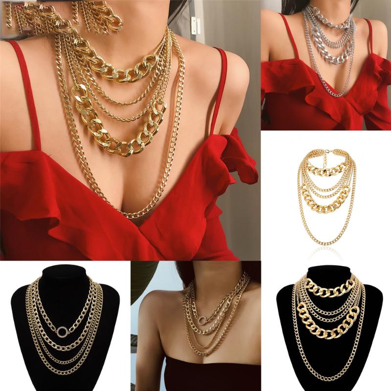 Chains Classic Cuban Choker Necklace Collar Women Male Jewelry Multi Layer Aluminum Thick Chain Chunky Steampunk Man
Chains Classic Cuban Choker Necklace Collar Women Male Jewelry Multi Layer Aluminum Thick Chain Chunky Steampunk Man