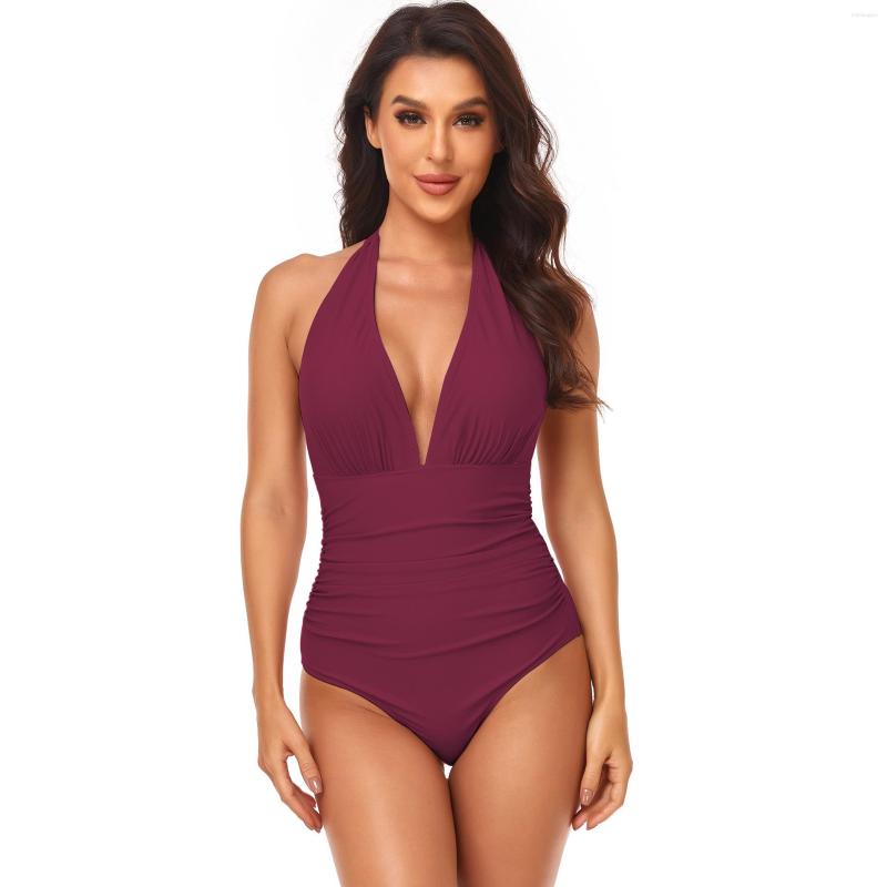 Women' Swimwear Solid Color V-neck Sleeveless Pleated Halter Onesie Romper Swimsuit Quick-drying Summer Women
Women' Swimwear Solid Color V-neck Sleeveless Pleated Halter Onesie Romper Swimsuit Quick-drying Summer Women