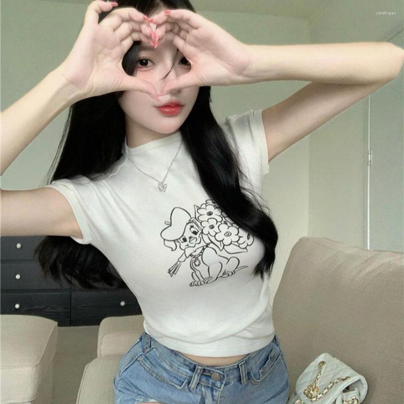 Women' T Shirts Women' Summer Crop Tops Chic Dog Print Casual Sexy Short Sleeve Half High Neck Basic Tight T-shirts Y2K Female Tees, Creamy-white
Women' T Shirts Women' Summer Crop Tops Chic Dog Print Casual Sexy Short Sleeve Half High Neck Basic Tight T-shirts Y2K Female Tees, Creamy-white