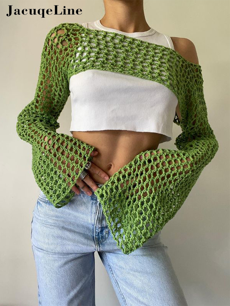 Women's T-Shirt Jacqueline Green Long Sleeve Knitting Crop Tops Women Summer Party Beach Sexy Hollow Out Smock T Shirts Fairy y2k Clothes 230508, Sky blue
Women's T-Shirt Jacqueline Green Long Sleeve Knitting Crop Tops Women Summer Party Beach Sexy Hollow Out Smock T Shirts Fairy y2k Clothes 230508, Sky blue