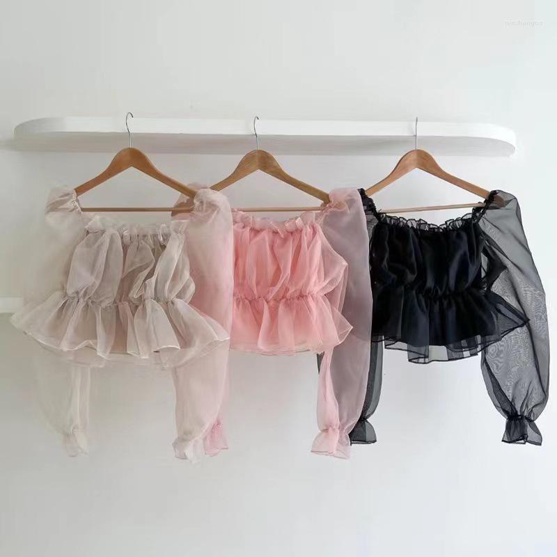 Women' Blouses French Sweet Women Blouse One-shoulder Organza Square-necked Shirt Female 2023 Summer Temperament Trumpet Sleeve Tops, Khaki
Women' Blouses French Sweet Women Blouse One-shoulder Organza Square-necked Shirt Female 2023 Summer Temperament Trumpet Sleeve Tops, Khaki