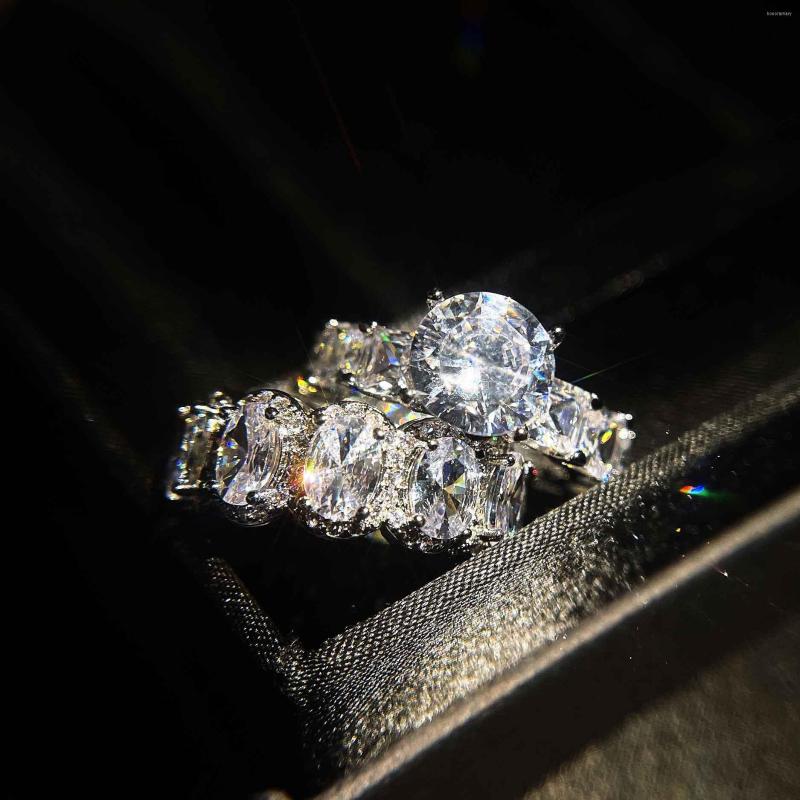 Cluster Rings Super Flash Zircon Set Ring High Quality Micro-Encrusted Diamond Full Circle Engagement Valentine's Day Gift
Cluster Rings Super Flash Zircon Set Ring High Quality Micro-Encrusted Diamond Full Circle Engagement Valentine's Day Gift