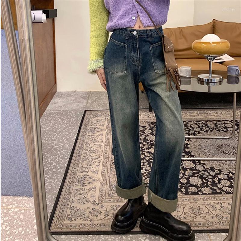 Women' Jeans Vintage Straight Women High Waist Loose Pockets Long Denim Wide Leg Pants Streetwear 2023 Spring Female Lady Trousers, Blue
Women' Jeans Vintage Straight Women High Waist Loose Pockets Long Denim Wide Leg Pants Streetwear 2023 Spring Female Lady Trousers, Blue