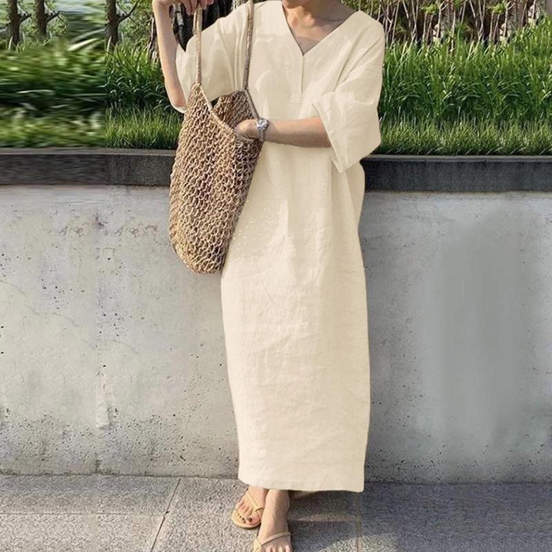 Casual Dresses Womens Daily Long Dress Solid Color V Neck Loose Straight Elegant Party Summer Half Sleeves, Khaki
Casual Dresses Womens Daily Long Dress Solid Color V Neck Loose Straight Elegant Party Summer Half Sleeves, Khaki