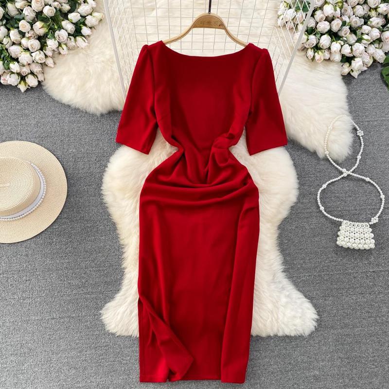 Party Dresses Summer French Hepburn Style Long Dress Korean Edition Premium Short Sleeve Round Neck Open Back Waist Split, Black
Party Dresses Summer French Hepburn Style Long Dress Korean Edition Premium Short Sleeve Round Neck Open Back Waist Split, Black