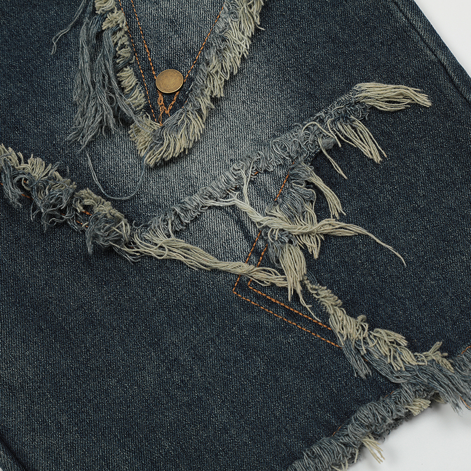 Men's Shorts Vintage Tassel Star Denim Shorts Splicing Loose Jeans Shorts Men Hip Hop Streetwear Harajuku Y2K Shorts Summer 230509