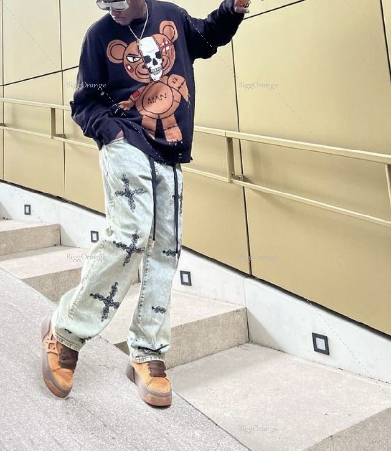Men' Jeans Cross pattern vintage cargo pants men' straight jeans street style fashion loose wide leg pant' y2k trousers 230509, Pink
Men' Jeans Cross pattern vintage cargo pants men' straight jeans street style fashion loose wide leg pant' y2k trousers 230509, Pink