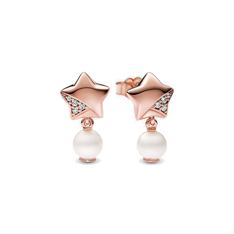 925 Sterling Silver Earrings Pearl Five -Point Star Earrings Rectangular Bright Aura Snowflake Exquisite Jewelery Fashion Accessories Free Delivery