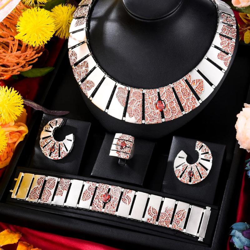 Necklace Earrings Set Missvikki 4PCS Luxury African Jewelry For Women Wedding Party Zircon Crystal Dubai Bridal, Picture shown
Necklace Earrings Set Missvikki 4PCS Luxury African Jewelry For Women Wedding Party Zircon Crystal Dubai Bridal, Picture shown