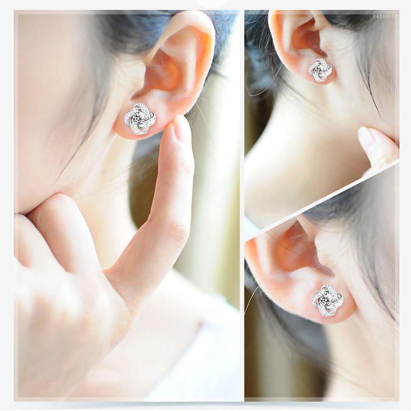 Stud Earrings Women's Purple Crystal Simple Sweet Temperament Fashion