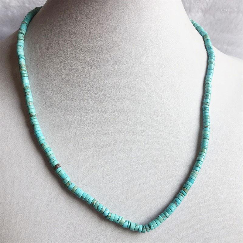 Chains 35/40/45/50/55CM 2 4MM 3 6MM Heishi Blue Turquoise Necklace Natural Stone Jewelry Elegant Exquisite Bead Chain Choker Collier