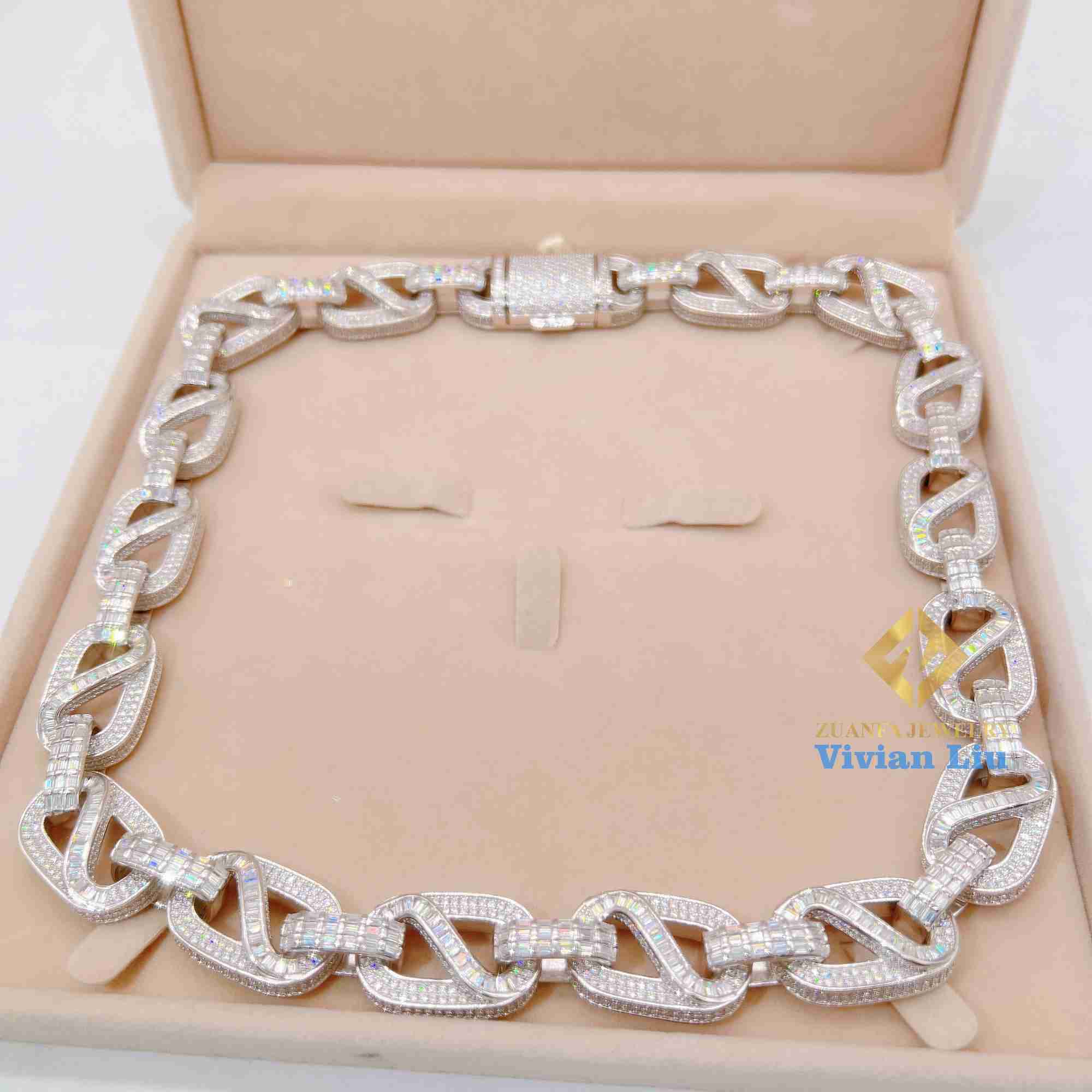 American Custom Hip Hop Fine Jewelry Necklace Bracelet Sier Iced Out Vvs Moissanite Dia Cuban Link Chain
